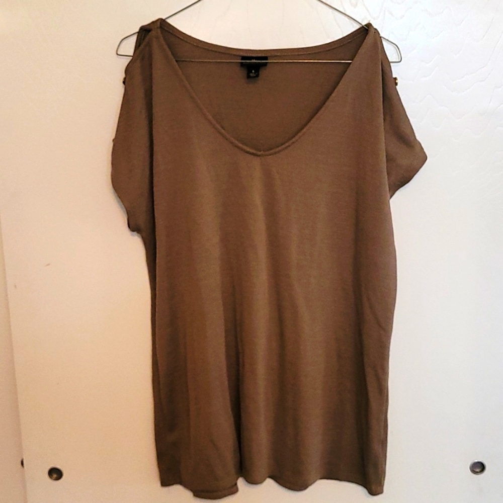 Taupe Cold Shoulder Top
